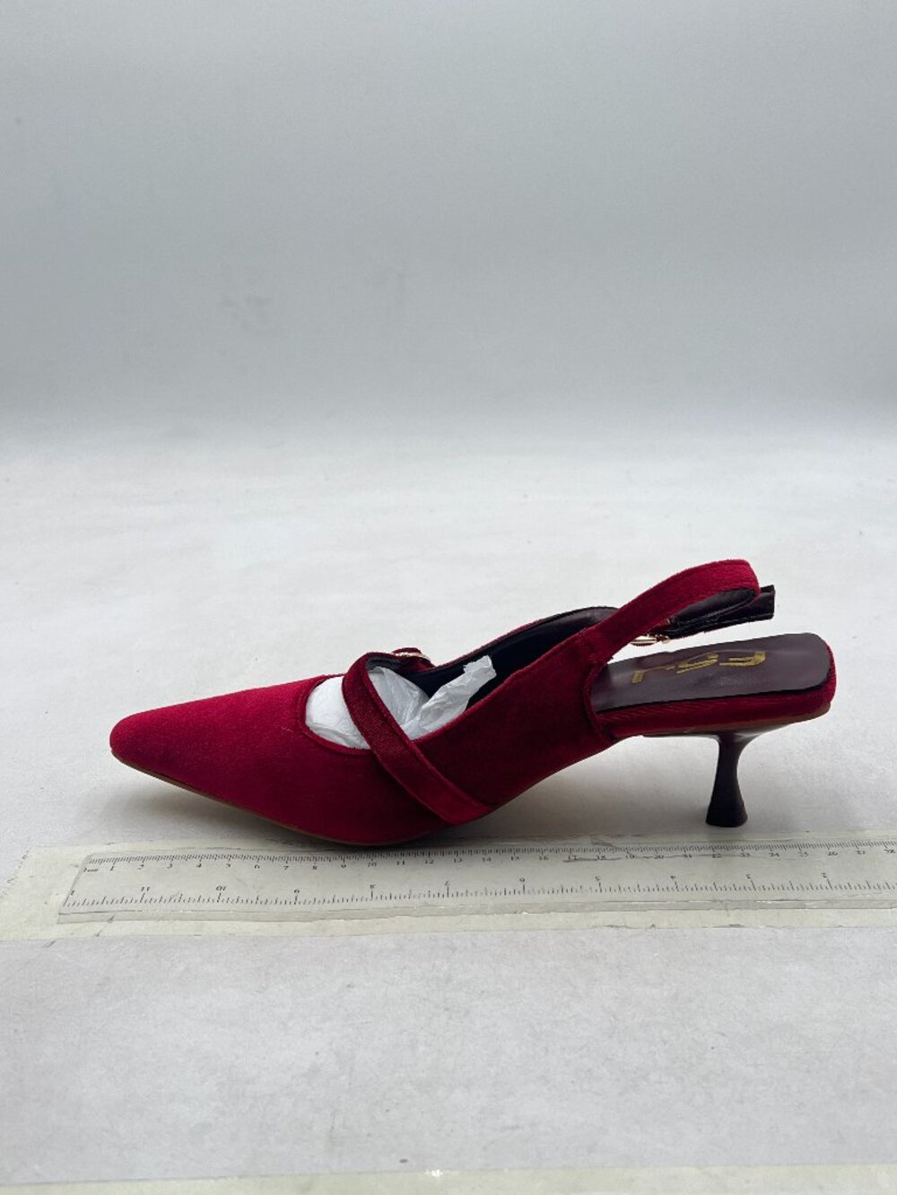 FSJ Wine Pointed Toe Kitten Heel Slingback Sandal Pumps Slip On Dress Shoes